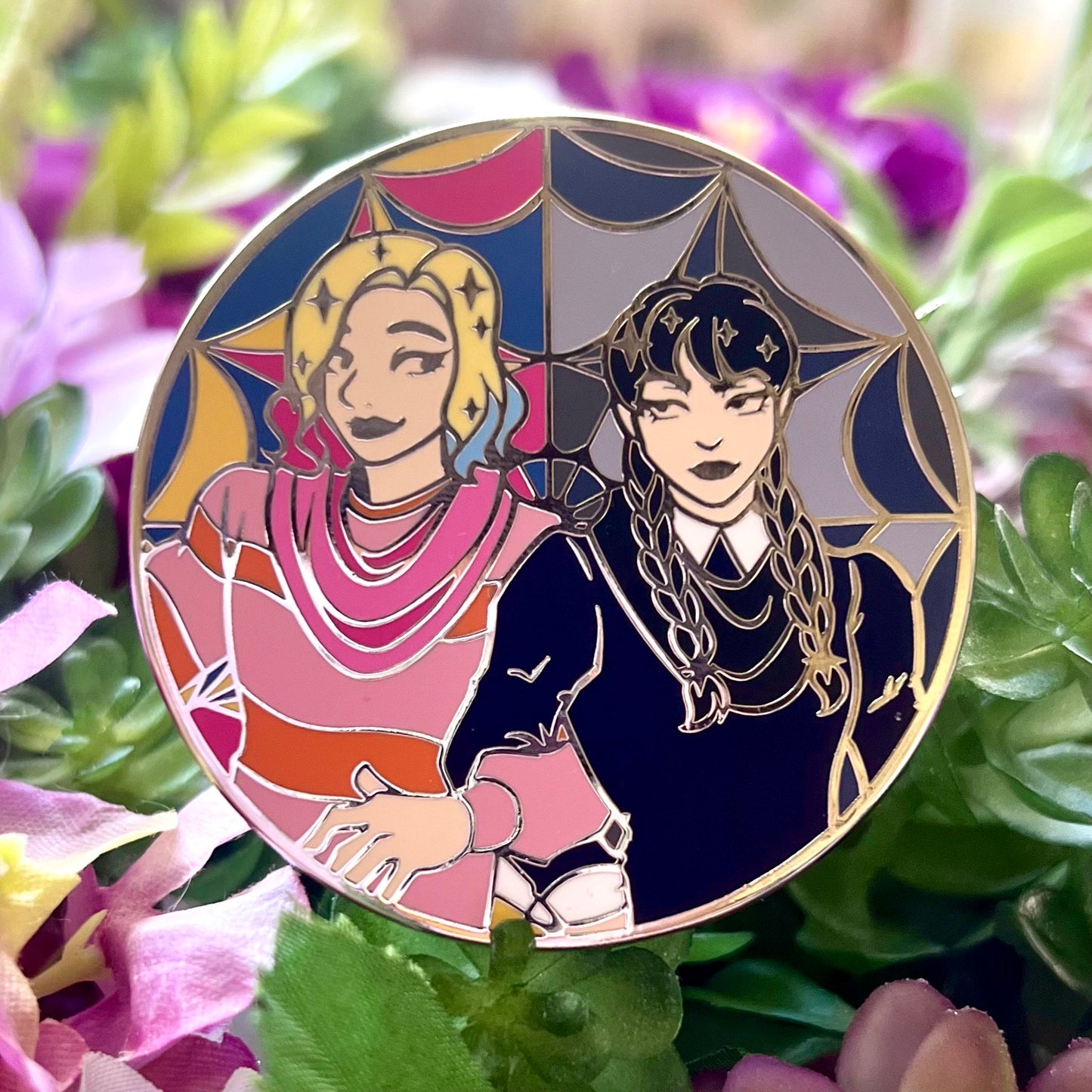 Enid X Wednesday Enamel Pin
