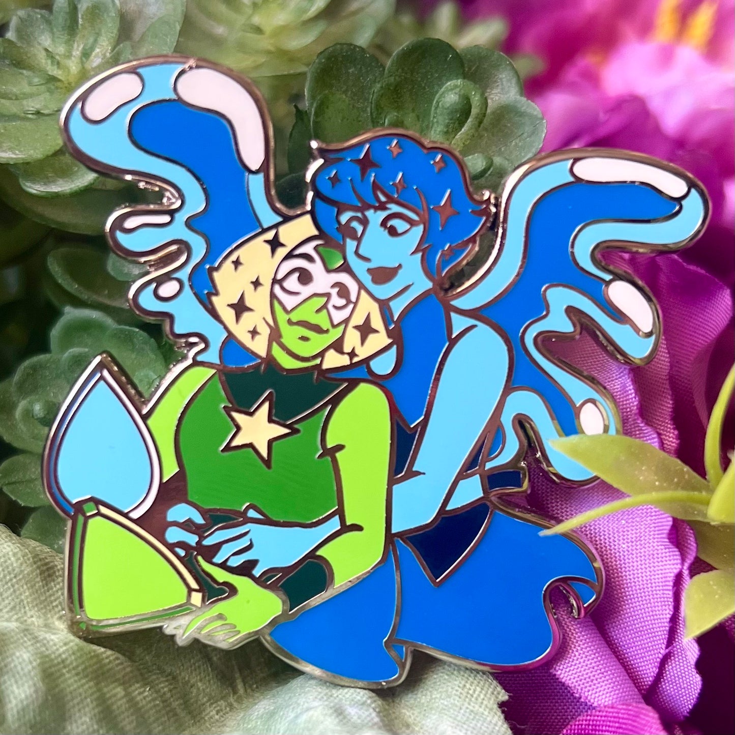 Lapis x Peridot Enamel Pin