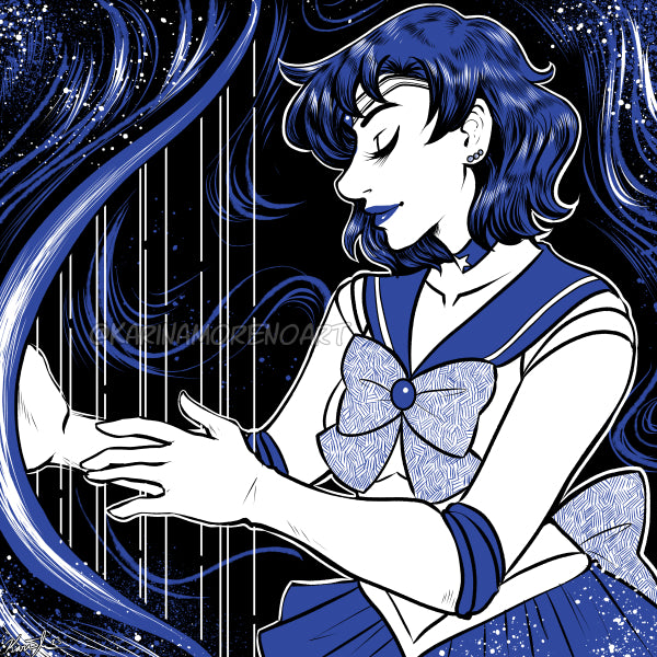 Planetas interiores de Sailor Moon - Impresiones en pluma y tinta