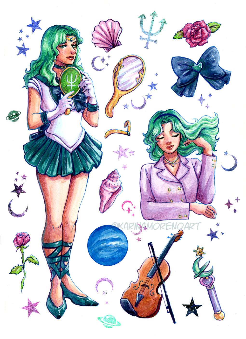 Sailor Moon Outer Planets WASHI STICKER SHEET Pack