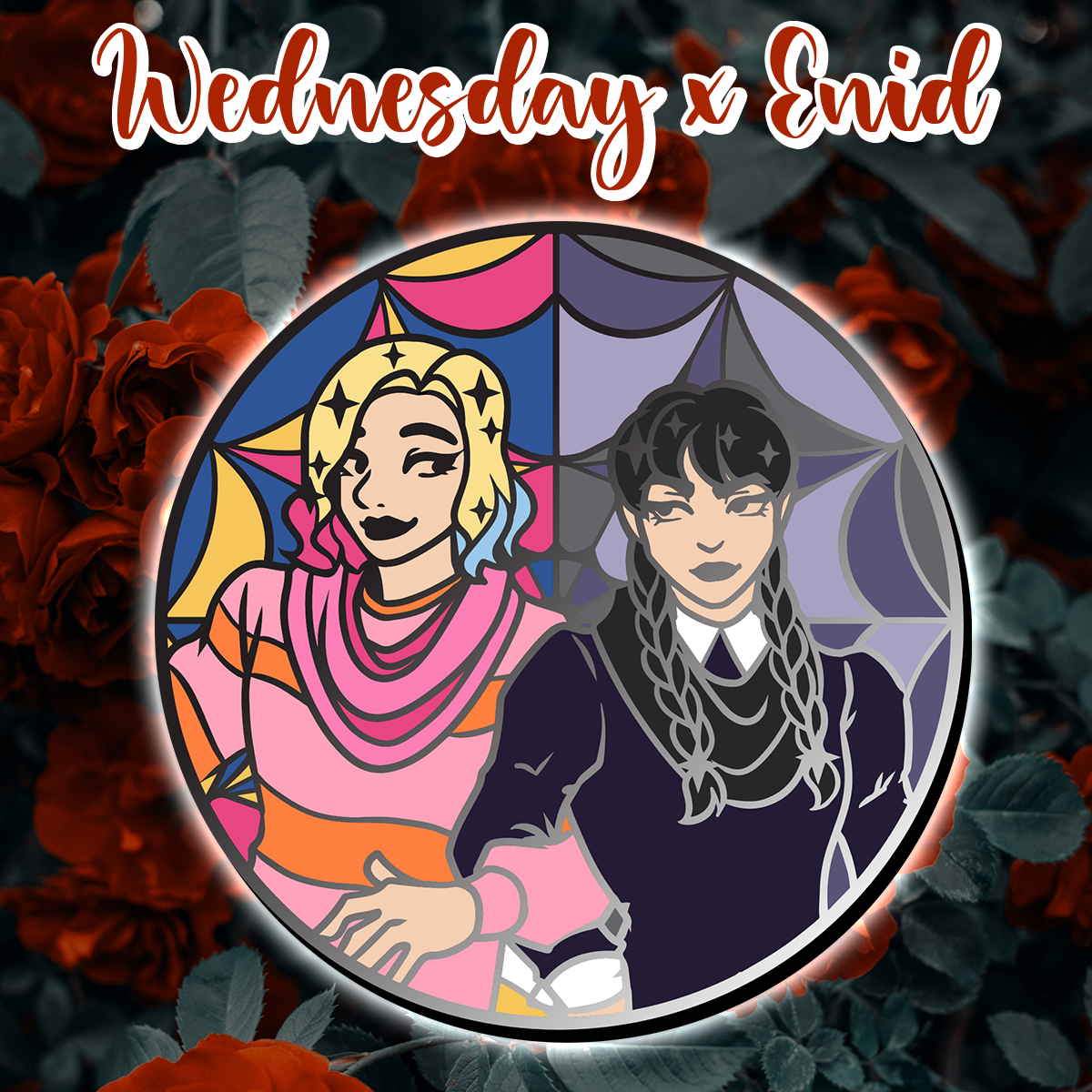 Enid X Wednesday Enamel Pin