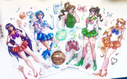 Sailor Moon Inner Planets WASHI STICKER SHEET Pack