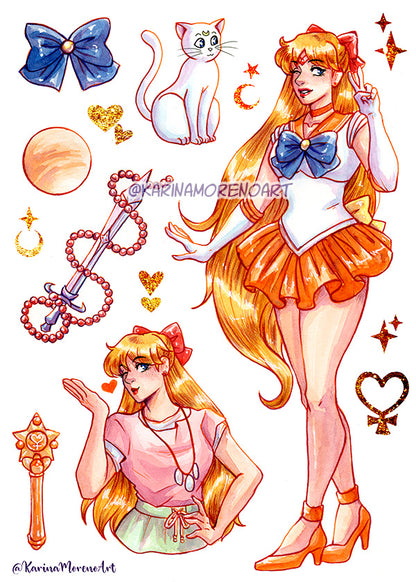Sailor Moon Inner Planets WASHI STICKER SHEET Pack